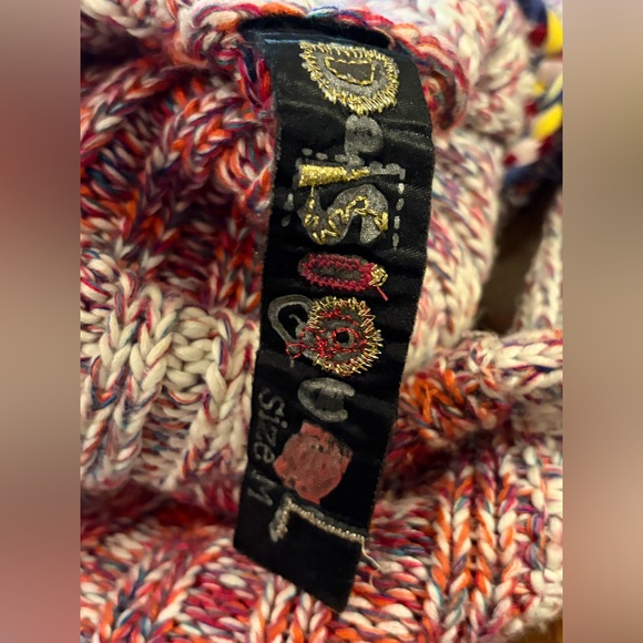 Desigual Chunky Multicolor Knit Y2K Style Turtleneck Long Sleeve Sweater Top - Picture 13 of 13